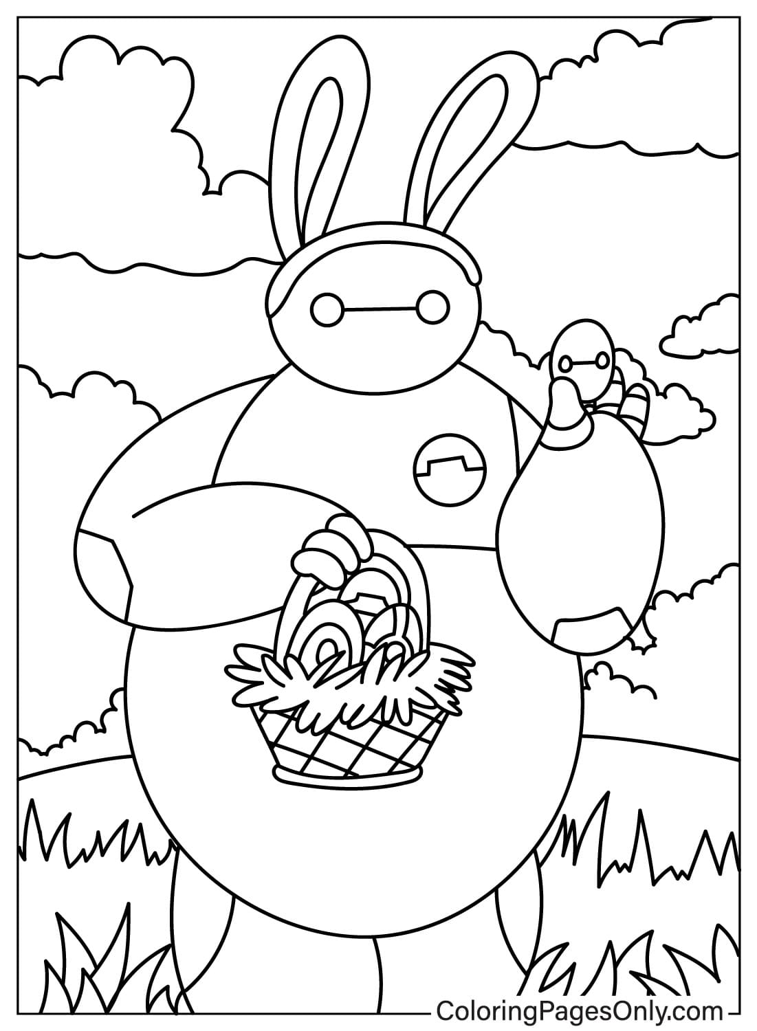 Página para colorear de dibujos animados de Pascua gratis de dibujos animados de Pascua