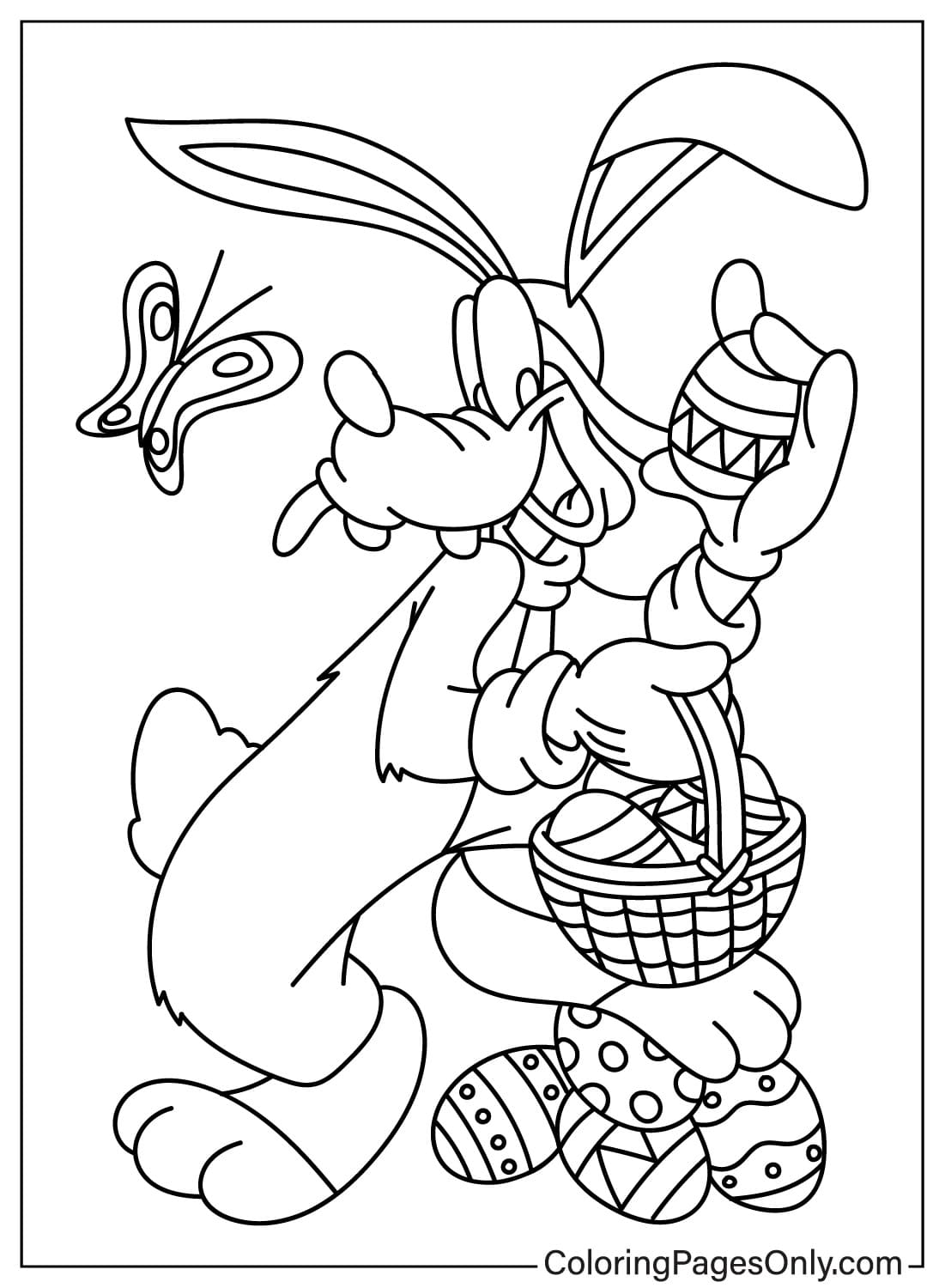 Página para colorir grátis de desenhos animados de Páscoa em desenhos animados de Páscoa