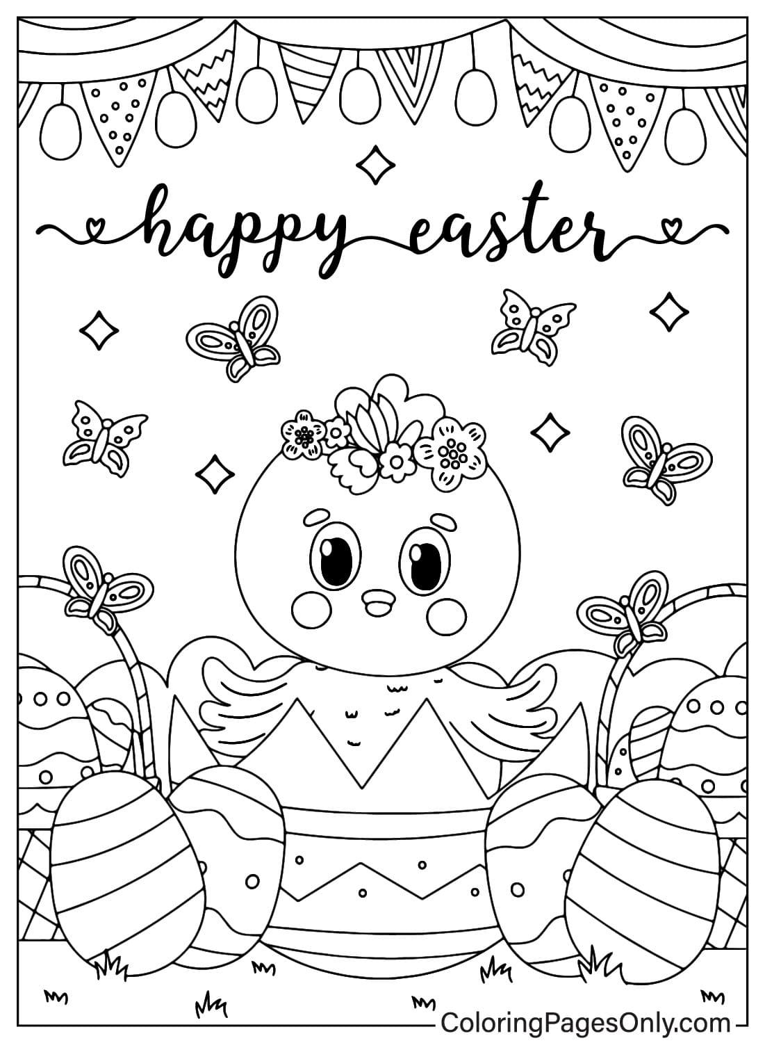 Pulcino di Pasqua Pagina da colorare gratuita dal Pulcino di Pasqua