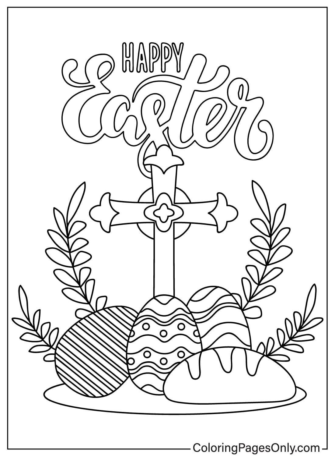 Página para colorear de la Cruz de Pascua para imprimir desde la Cruz de Pascua
