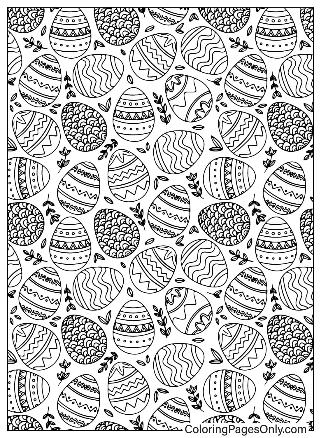 Easter Eggs Coloring Page JPG