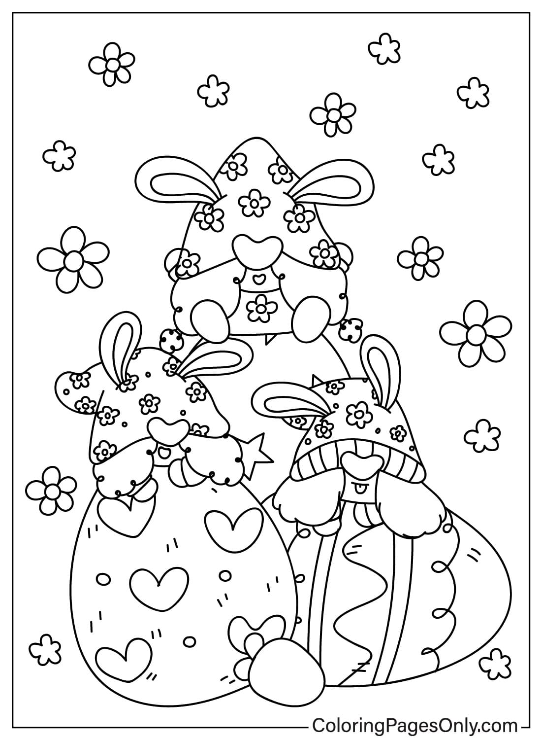 Página para colorear de Gnomo de Pascua de Gnomo de Pascua