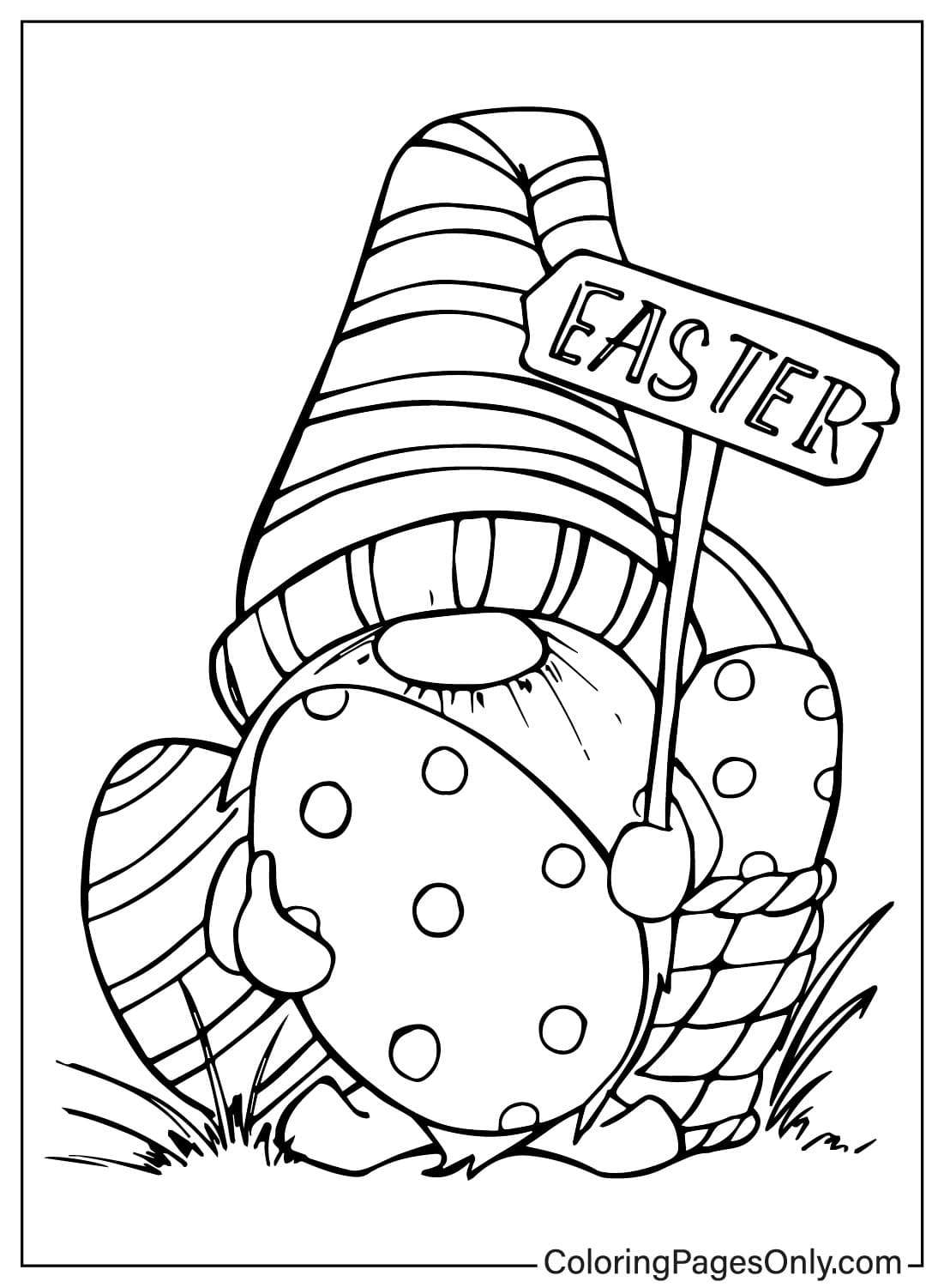 Easter Gnome Free Coloring Page from Easter Gnome