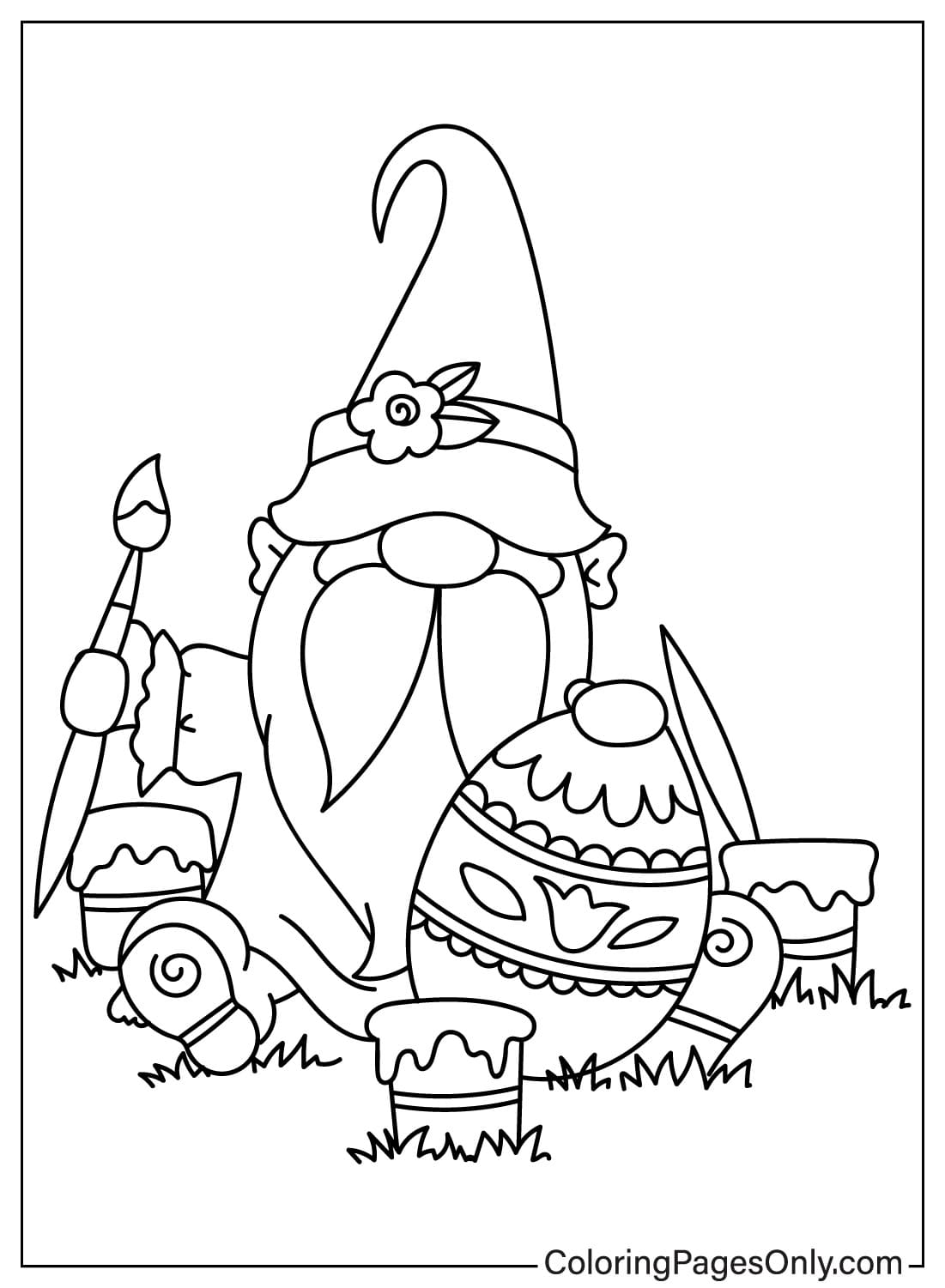 Gnome de Pâques Coloriage imprimable gratuit de Gnome de Pâques