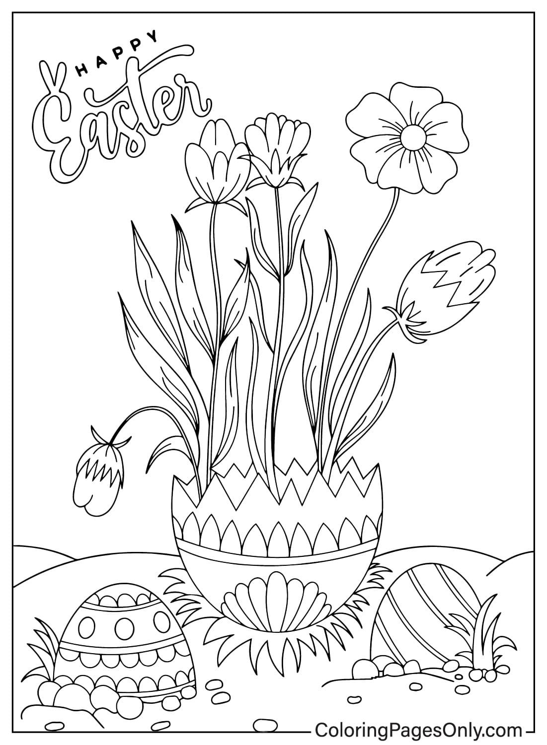 Free Easter Card Coloring Page from Easter Card