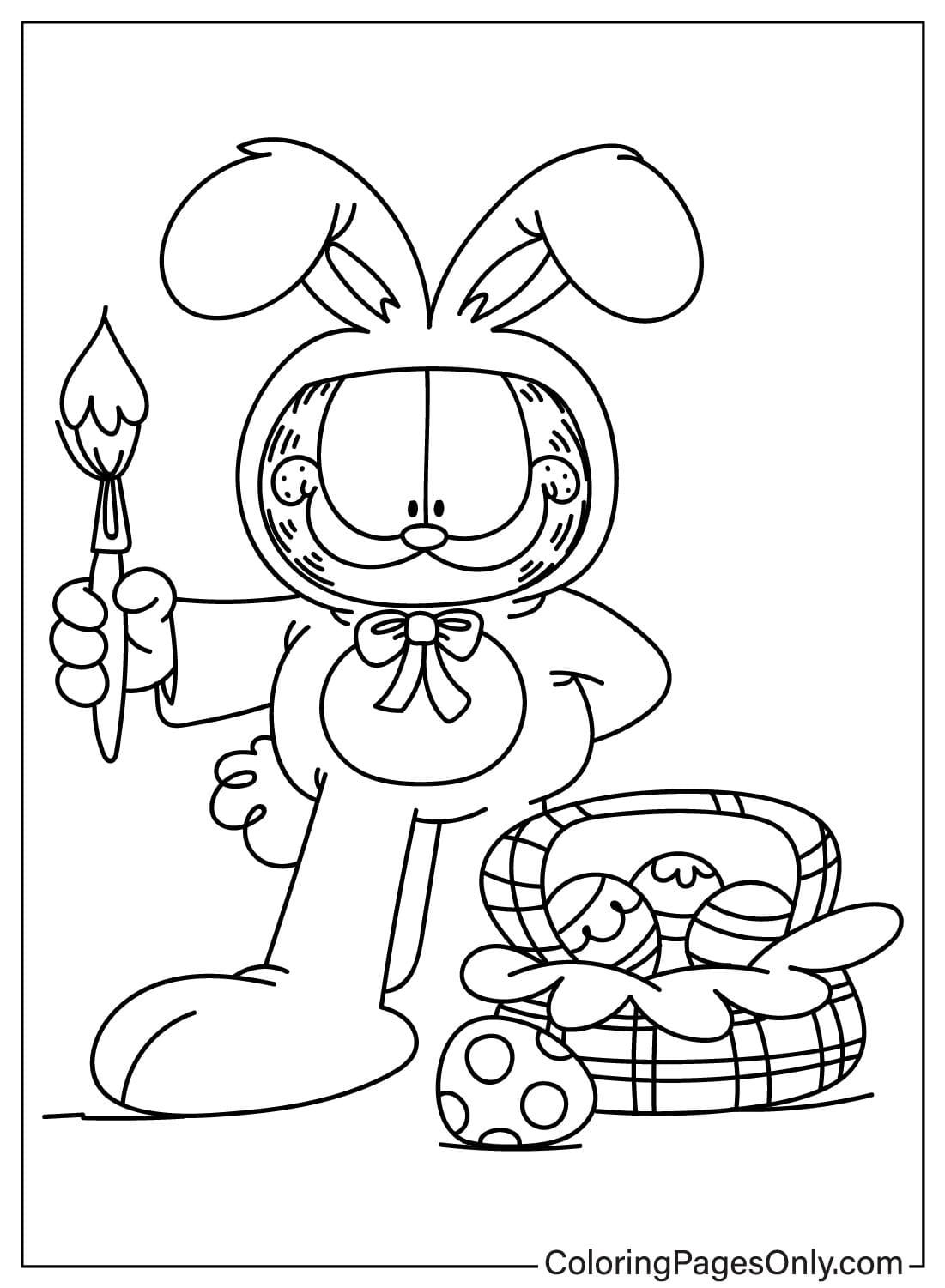 Página para colorear de dibujos animados de Pascua gratis de Easter Cartoon
