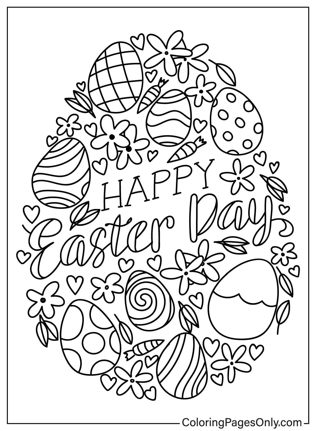 Pagina da colorare gratuita di uova di Pasqua