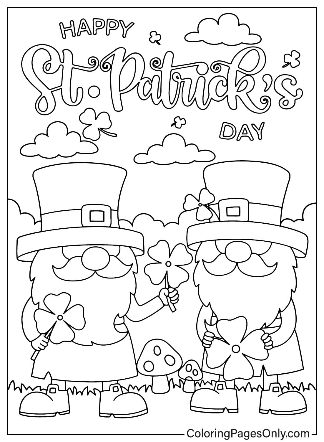 Página para colorir grátis do Feliz Dia de São Patrício