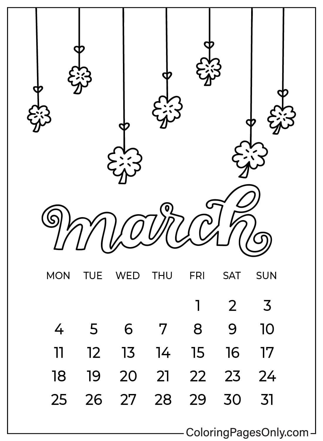 Free March 2024 Coloring Page