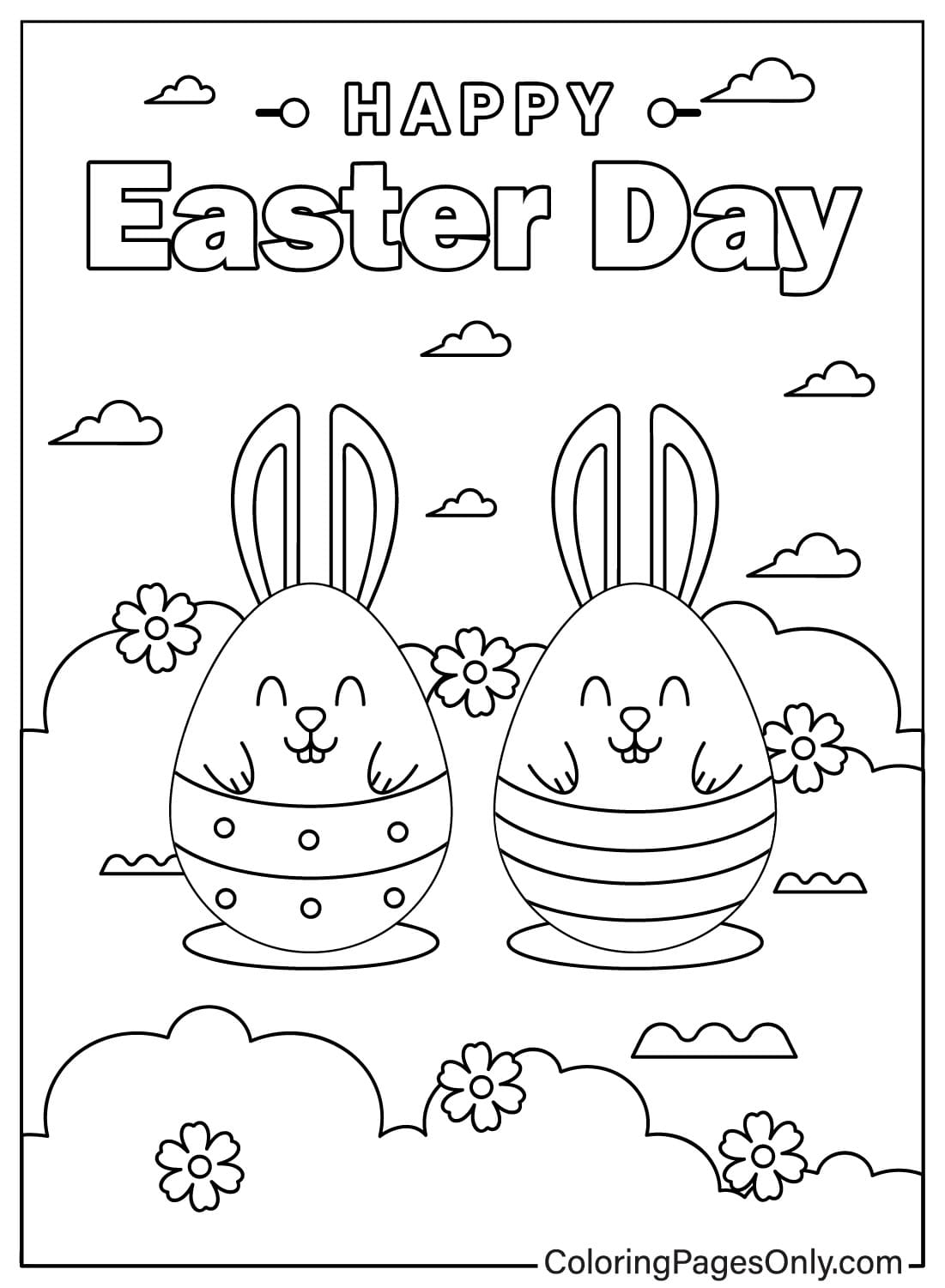 Coloriage de carte de Pâques imprimable gratuit à partir de la carte de Pâques