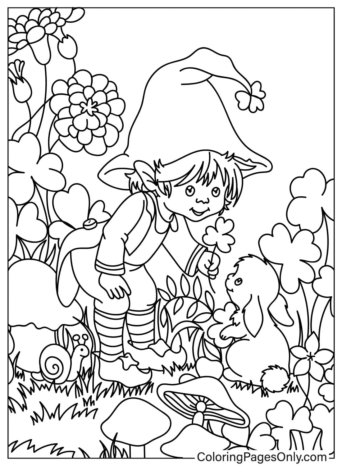 Pagina da colorare stampabile gratuita del leprechaun da Leprechaun