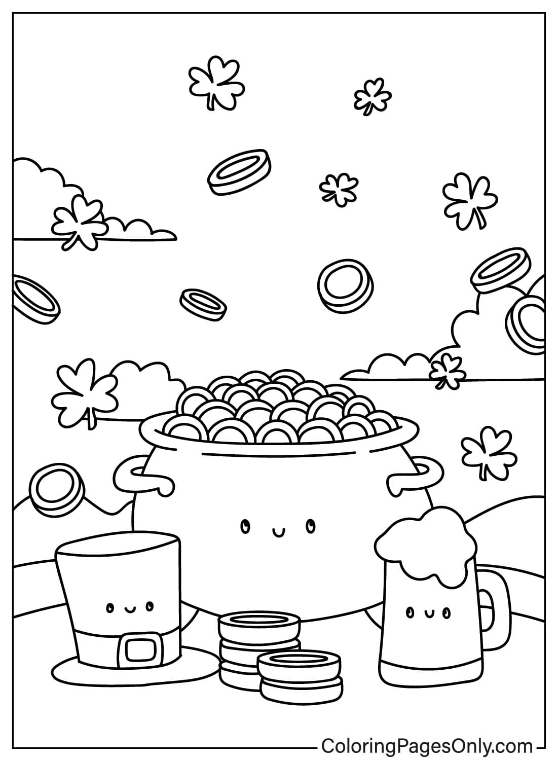 Free Printable Pot of Gold Coloring Page