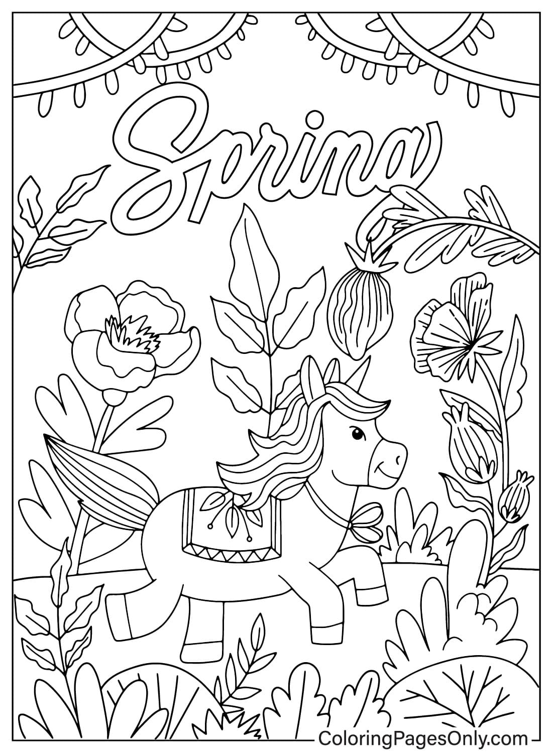 春天的免费可打印春天着色页