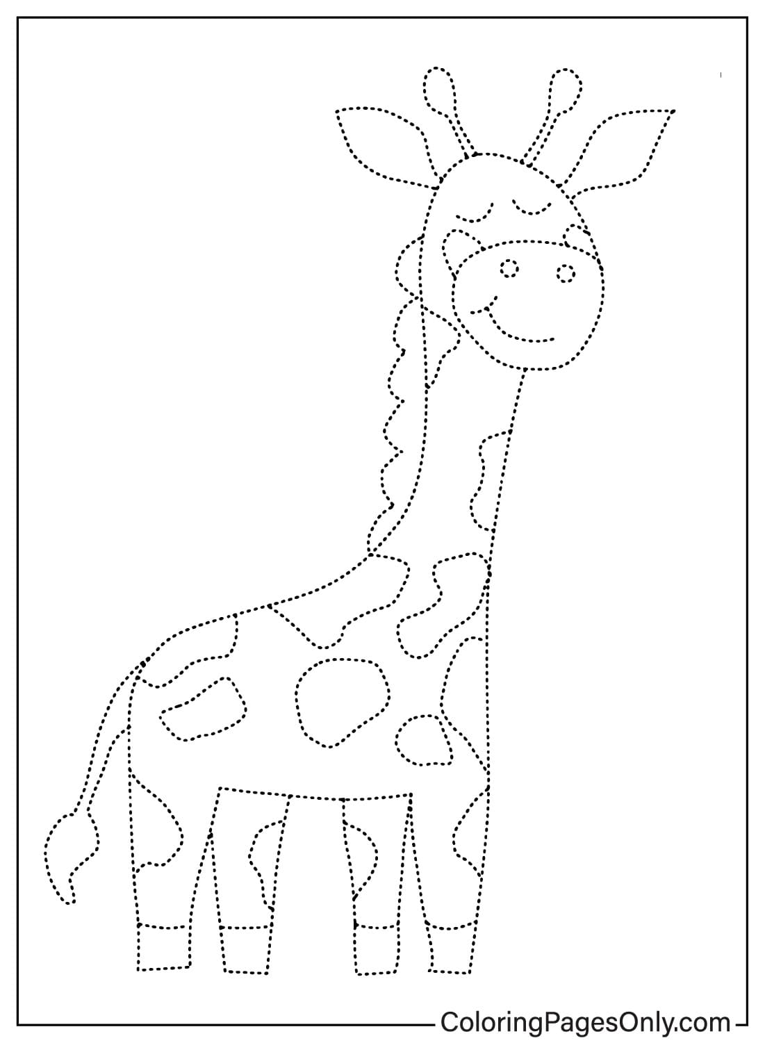Giraffe Tracing Coloring Page from Tracing