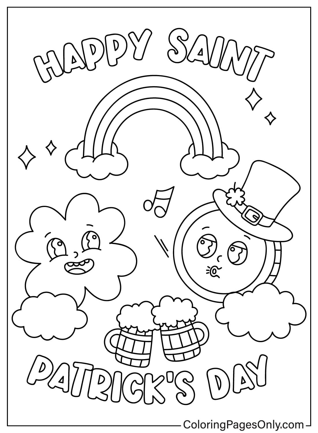 Página para colorir do Feliz Dia de São Patrício para impressão gratuita