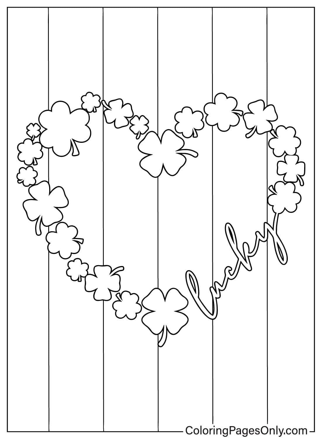 Pagina da colorare di Trifoglio con cuore da Trifoglio