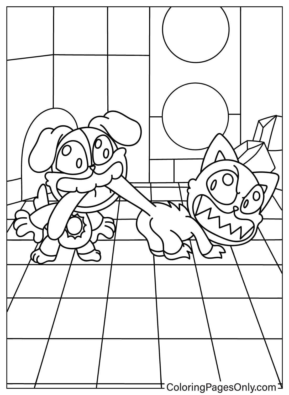 Images DogDay and CatNap Coloring Page from DogDay