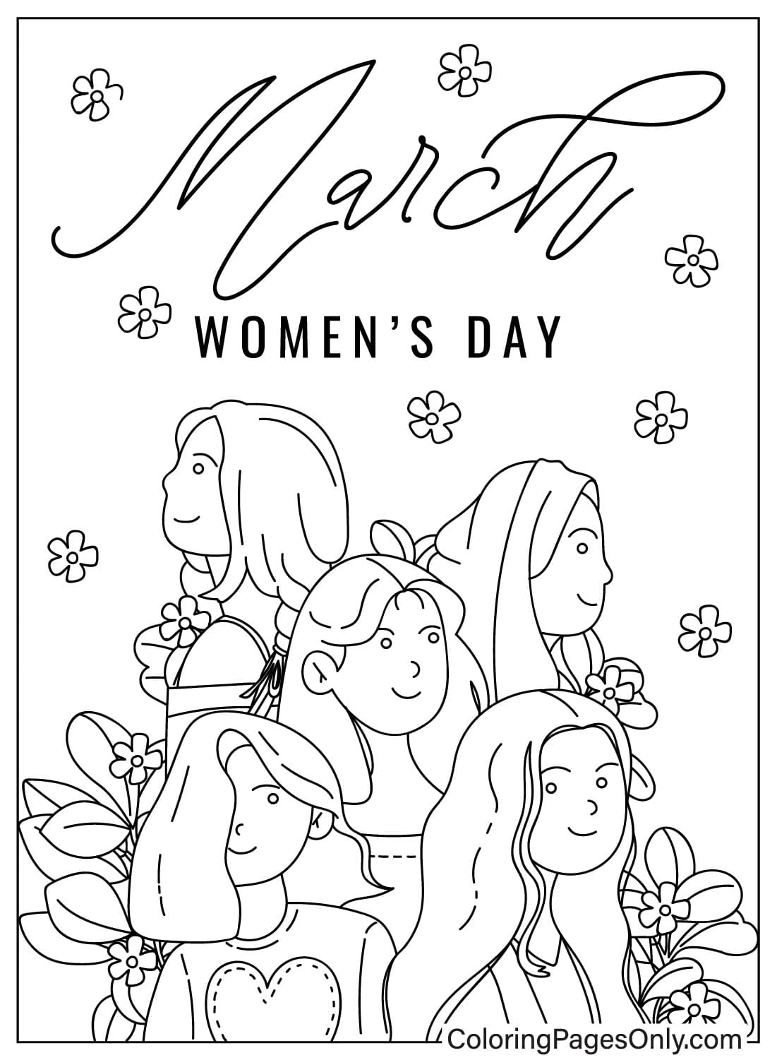 Imagens Página para colorir de março do Dia da Mulher de 2024