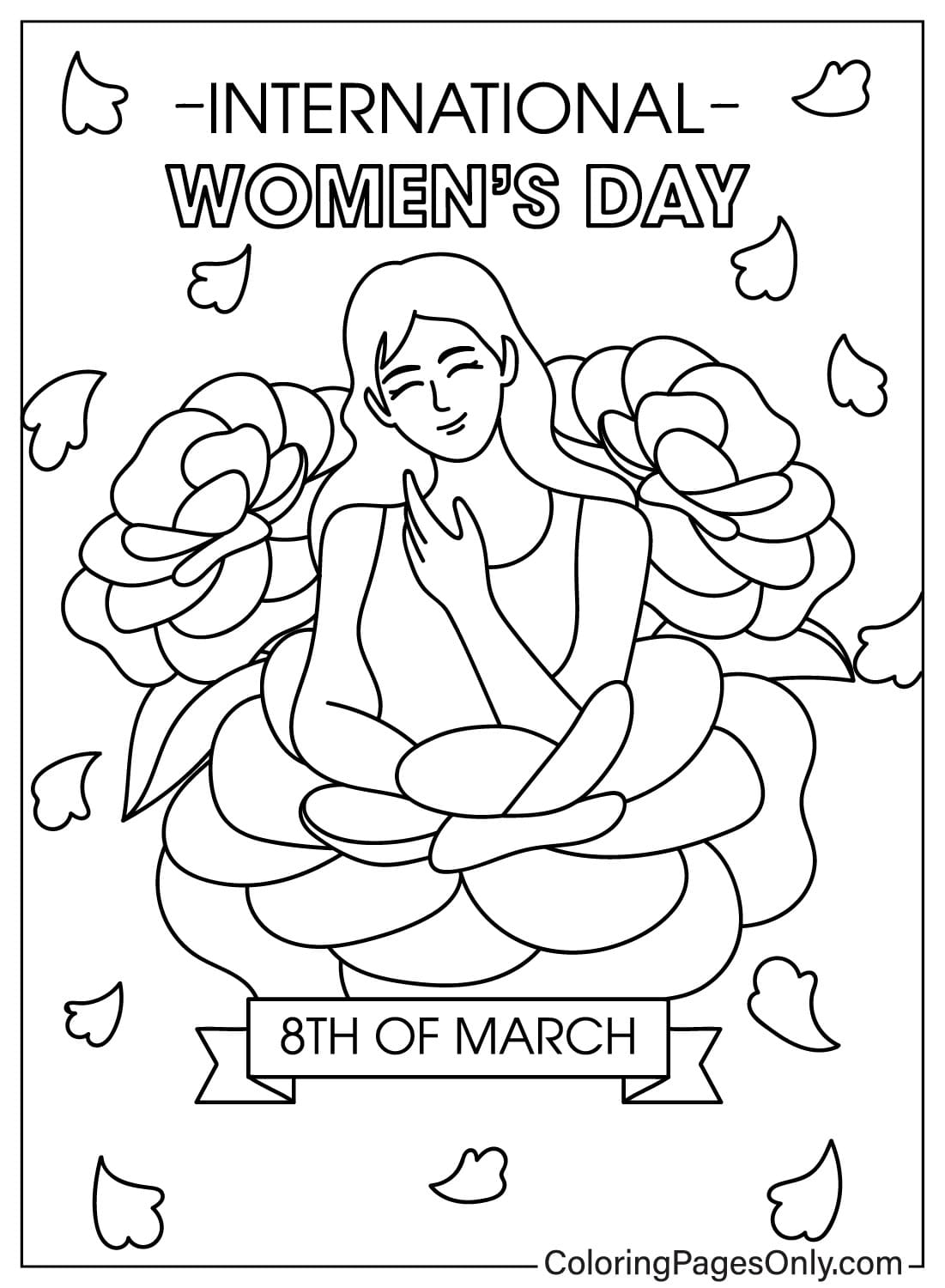 Раскраска к Международному женскому дню от Женского дня 2024