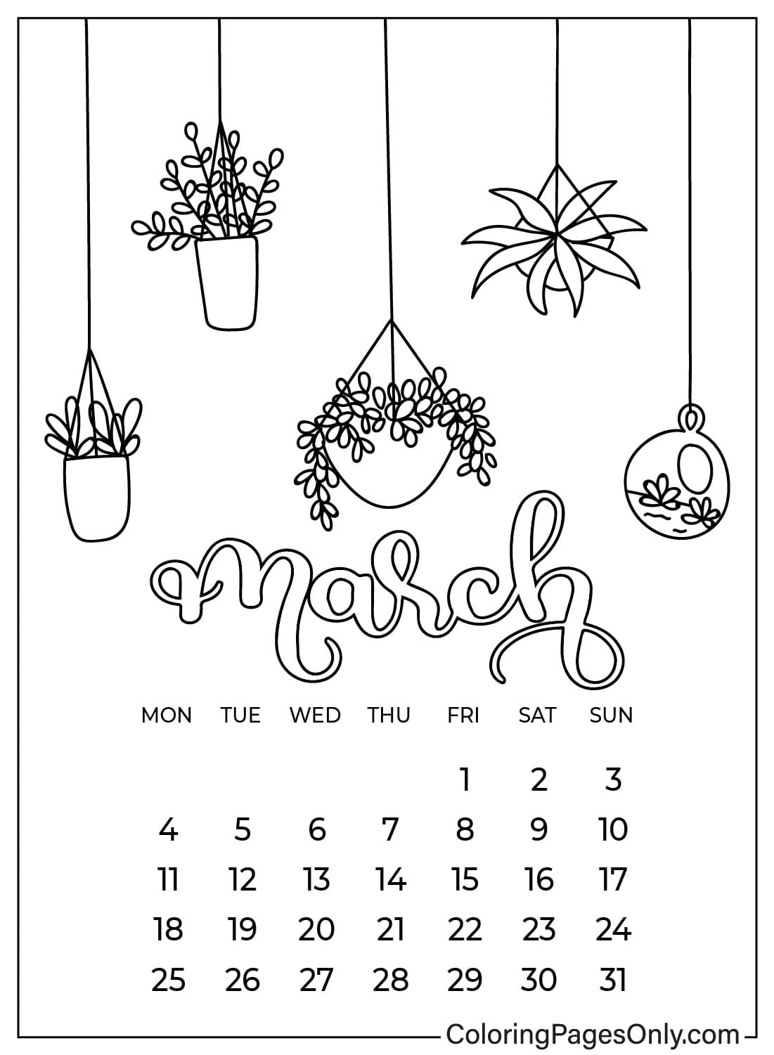 March 2024 Coloring Page Free from March 2024