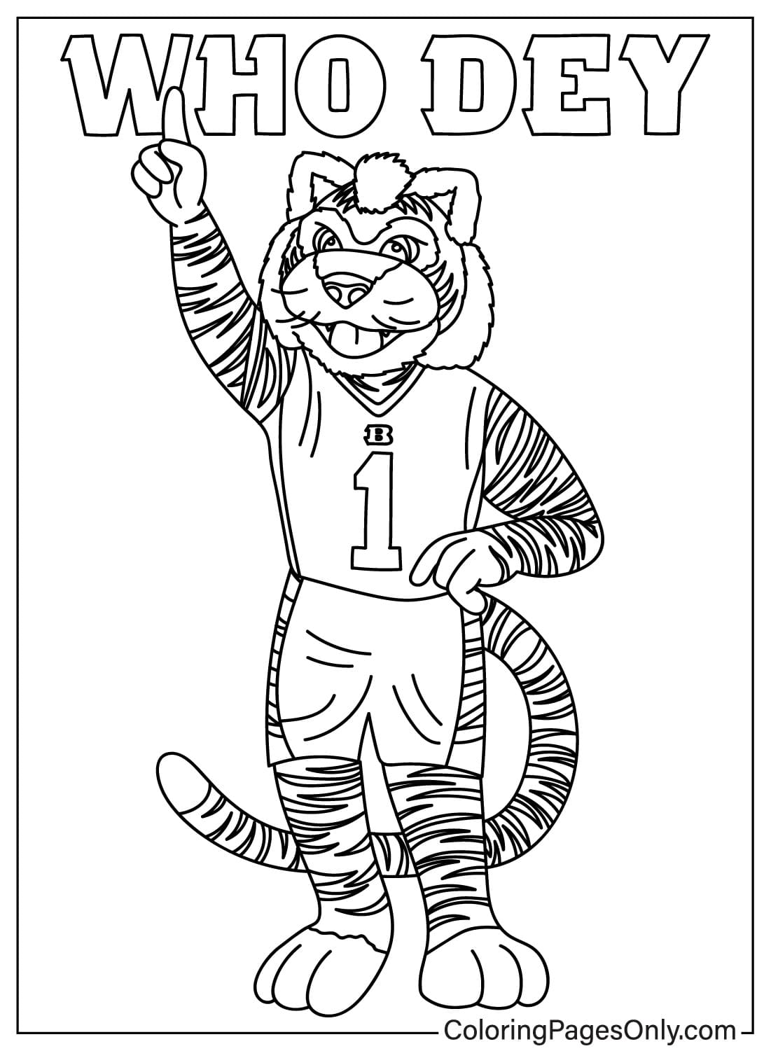 Coloriage de la mascotte des Bengals de Cincinnati des Bengals de Cincinnati