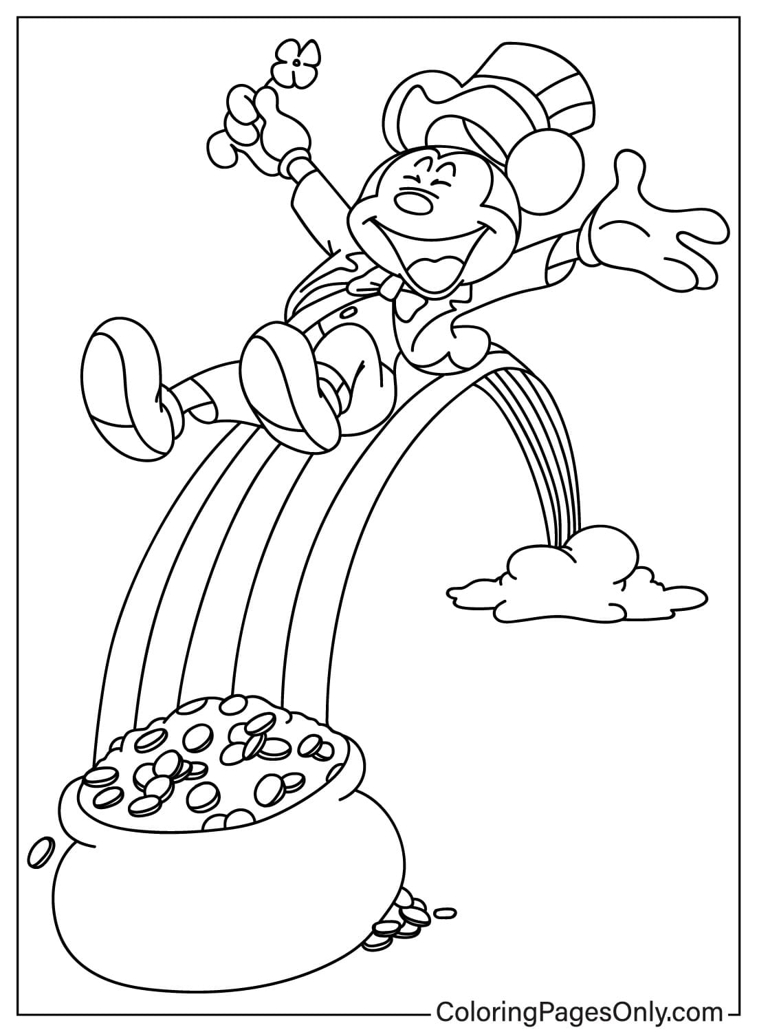 Mickey Happy St. Patricks Day Coloring Page