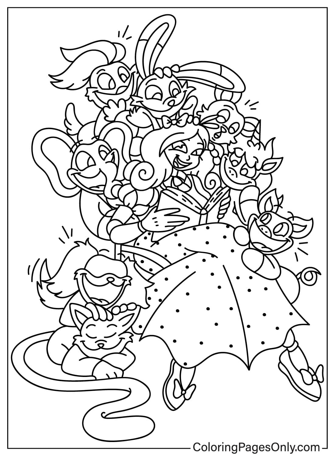 Página para colorir de Miss Delight e Smiling Critters de Smiling Critters