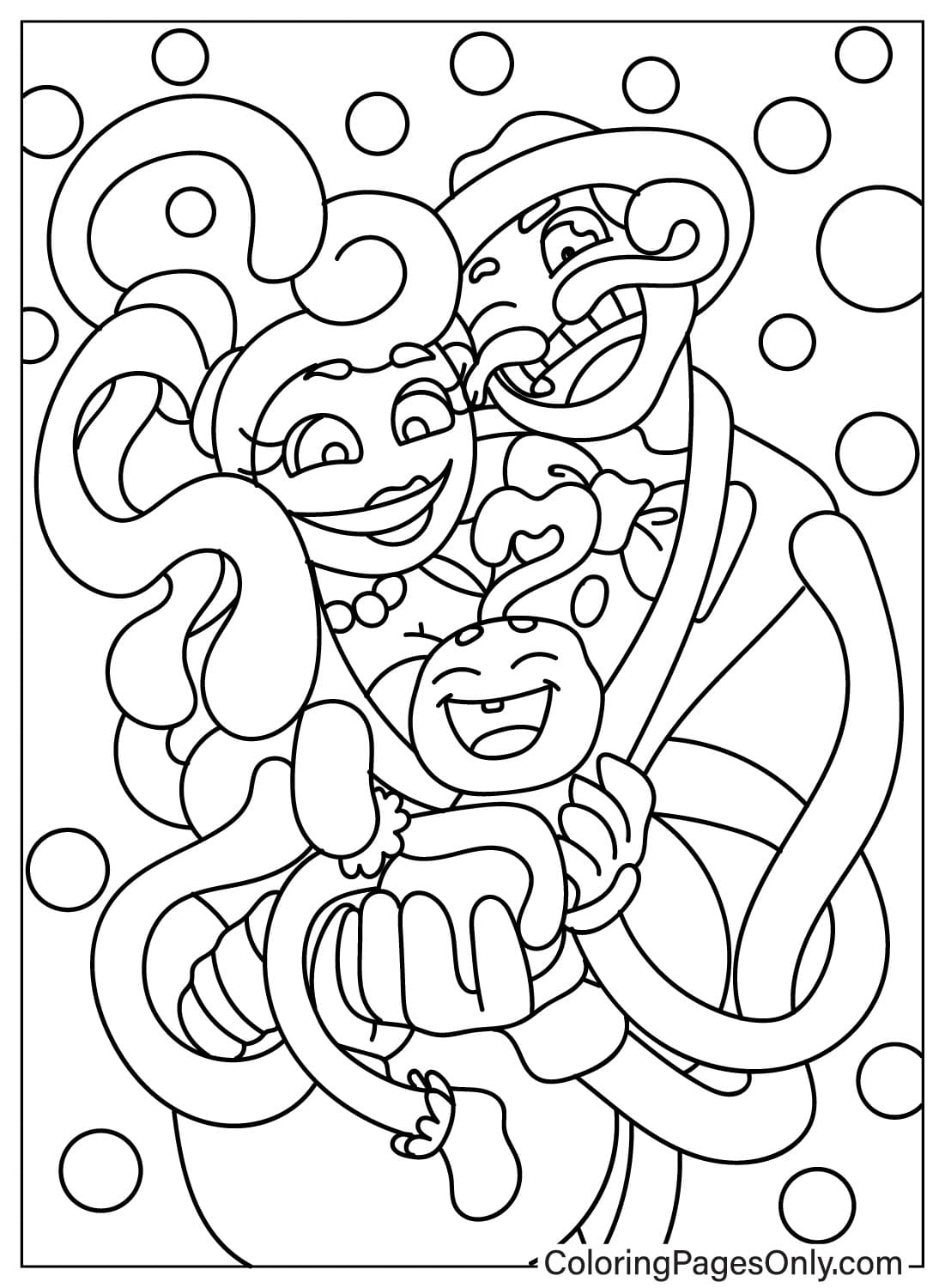Mommy Long Legs Family Coloring Page from Poppy Playtime
