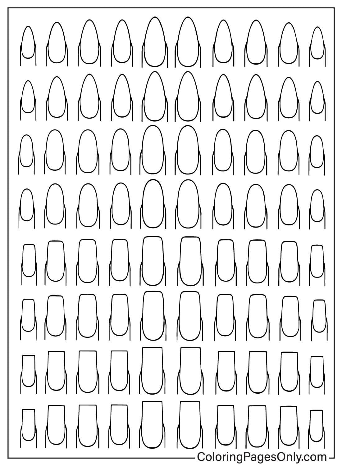 Nails Coloring Page for Adults - Free Printable Coloring Pages