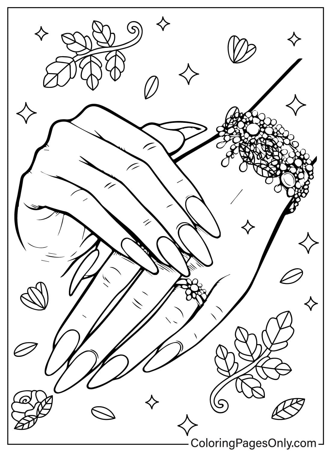 Página para colorear de uñas de Nails