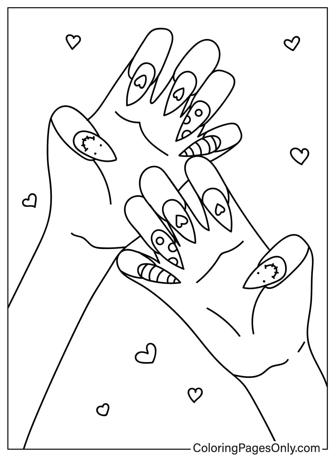 Pagina da colorare stampabile per unghie da Nails