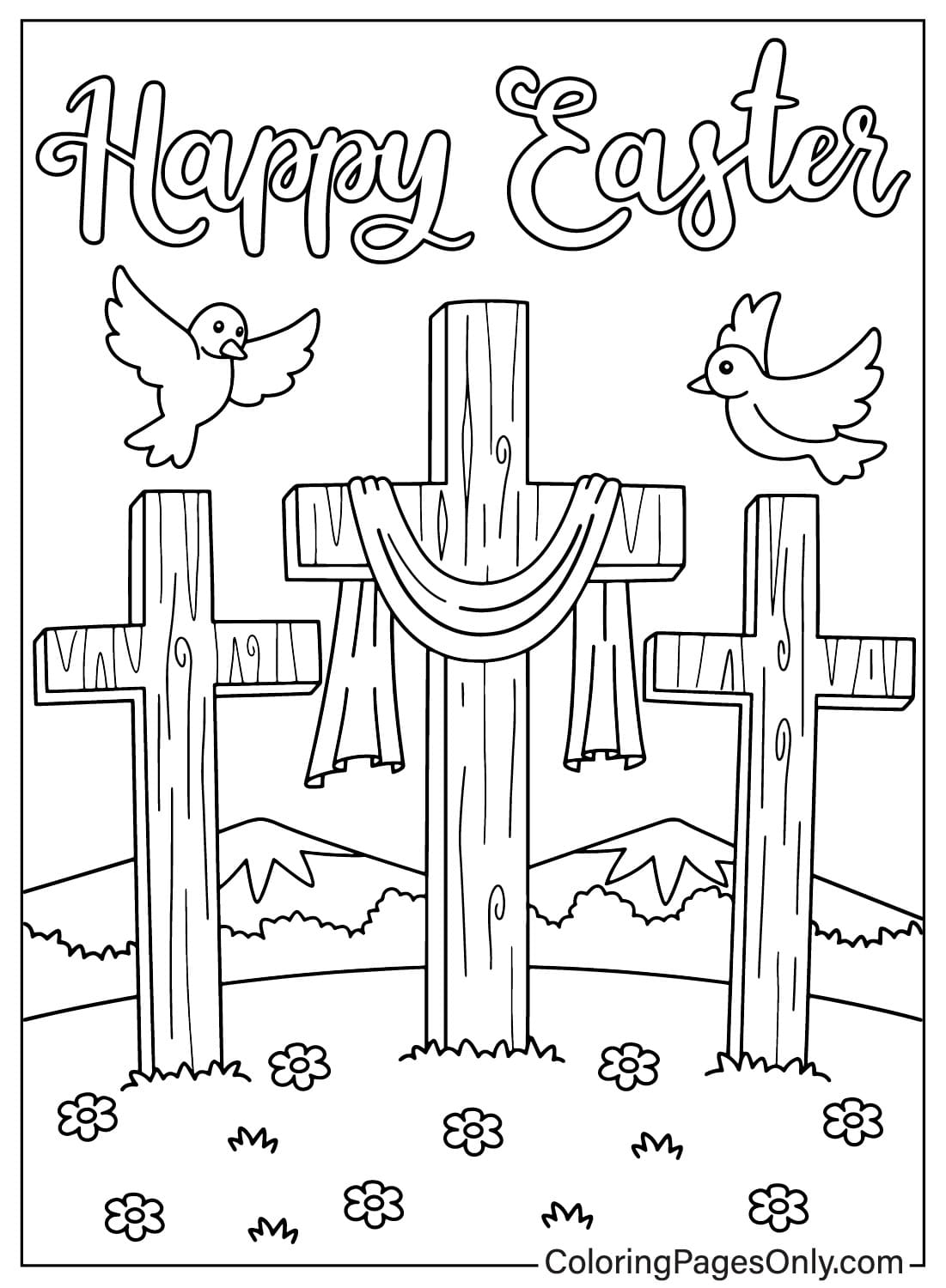 Easter Cross Coloring Pages Lily Clipart Sheets Spring Resurrection Easter Cross Coloring Pages Lily Clipart Sheets Spring Resurrection