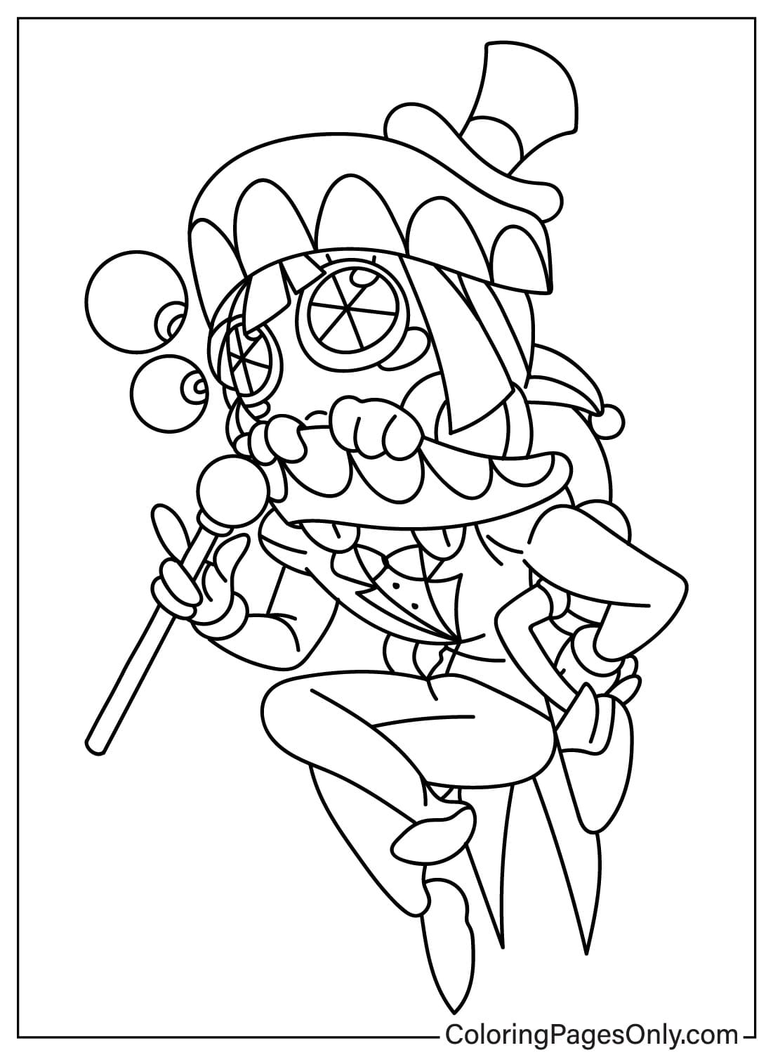 Pomni and Caine Coloring Page from Caine
