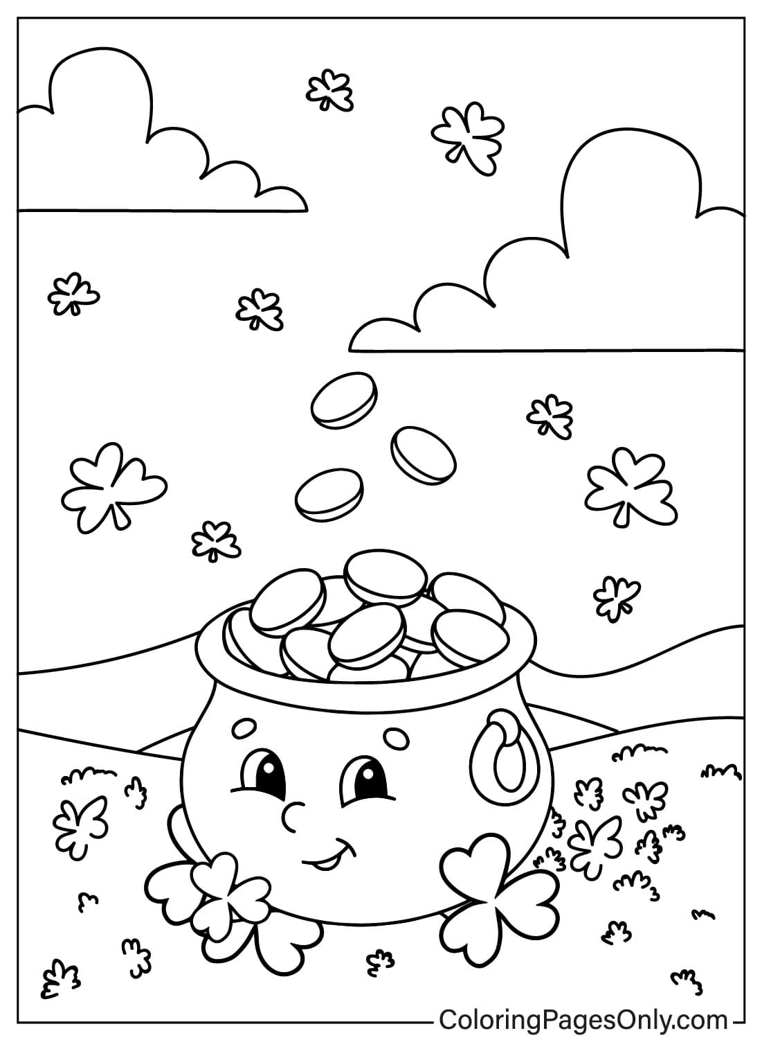 Coloriage gratuit de Pot d'or de Pot d'or