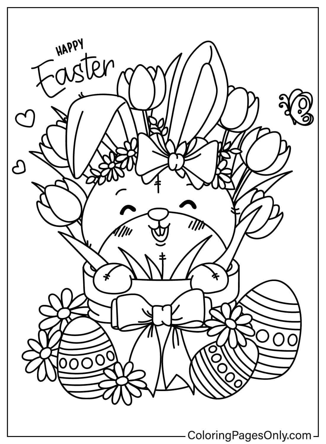 复活节兔子的可打印复活节兔子着色页