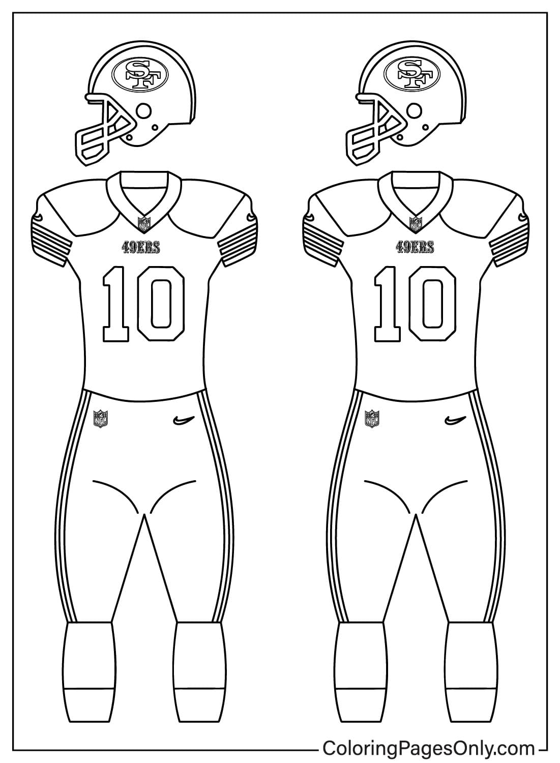 San Francisco 49ers Uniform Coloring Page from San Francisco 49ers