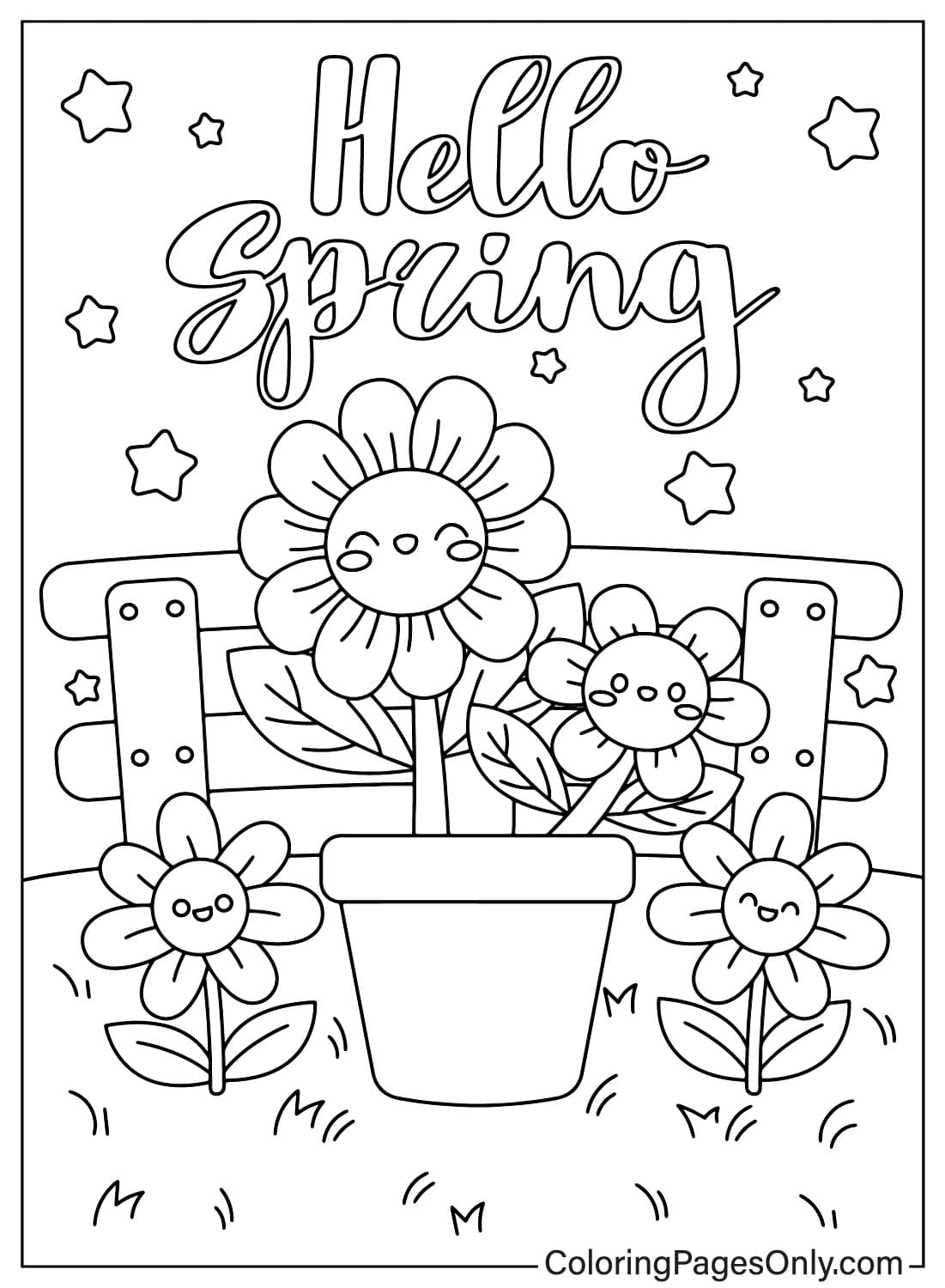 Página para colorir de fotos de primavera