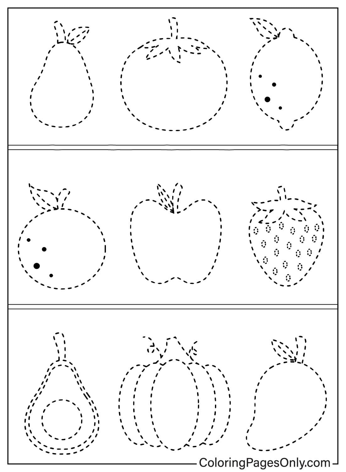 Tracing Coloring Page Printable from Tracing