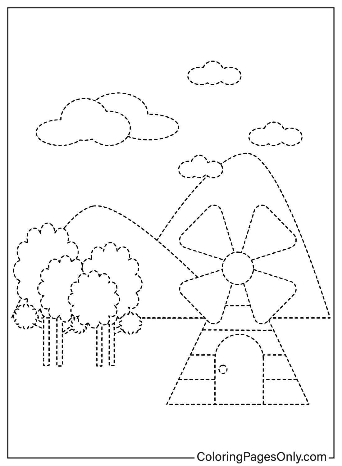 Tracing Free Printable Coloring Page from Tracing