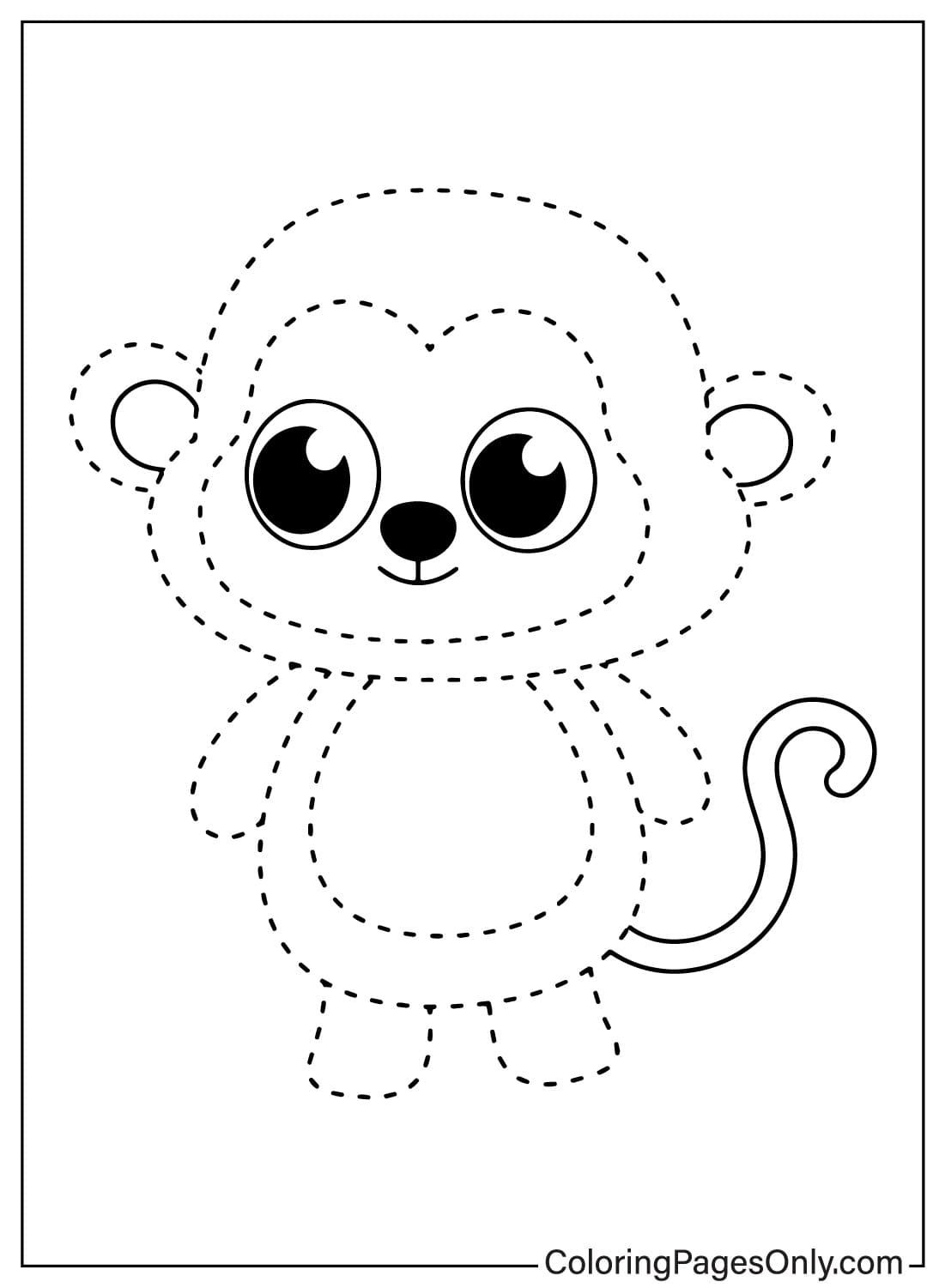Tracing Monkey Coloring Page from Tracing