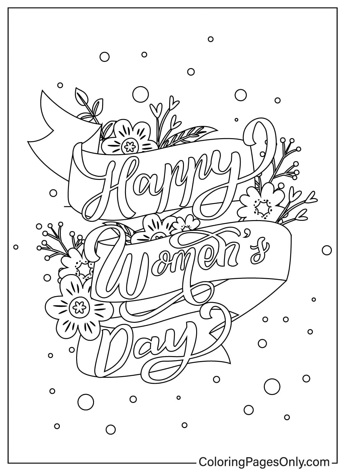 Página para colorir para impressão gratuita do Dia da Mulher do Dia da Mulher de 2024