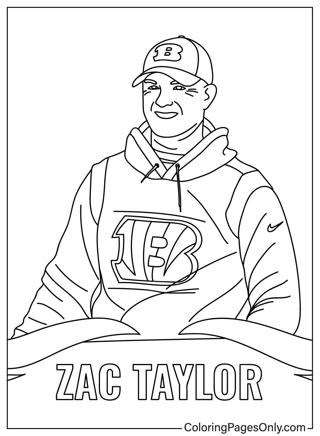 Zac Taylor Coloring Page from Cincinnati Bengals