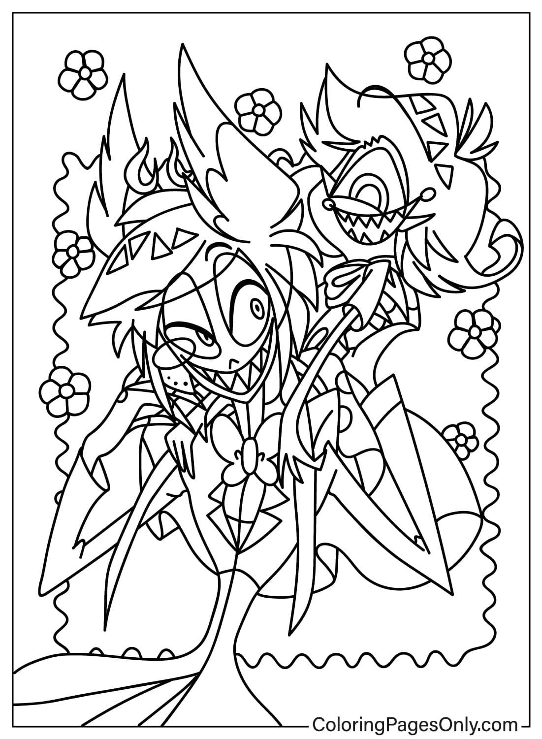 Alastor and Niffty Coloring Page from Hazbin Hotel