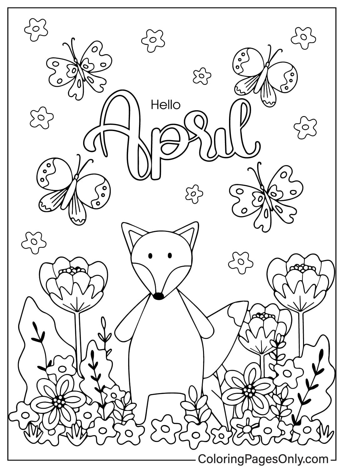 Página para colorir de abril grátis a partir de abril de 2024