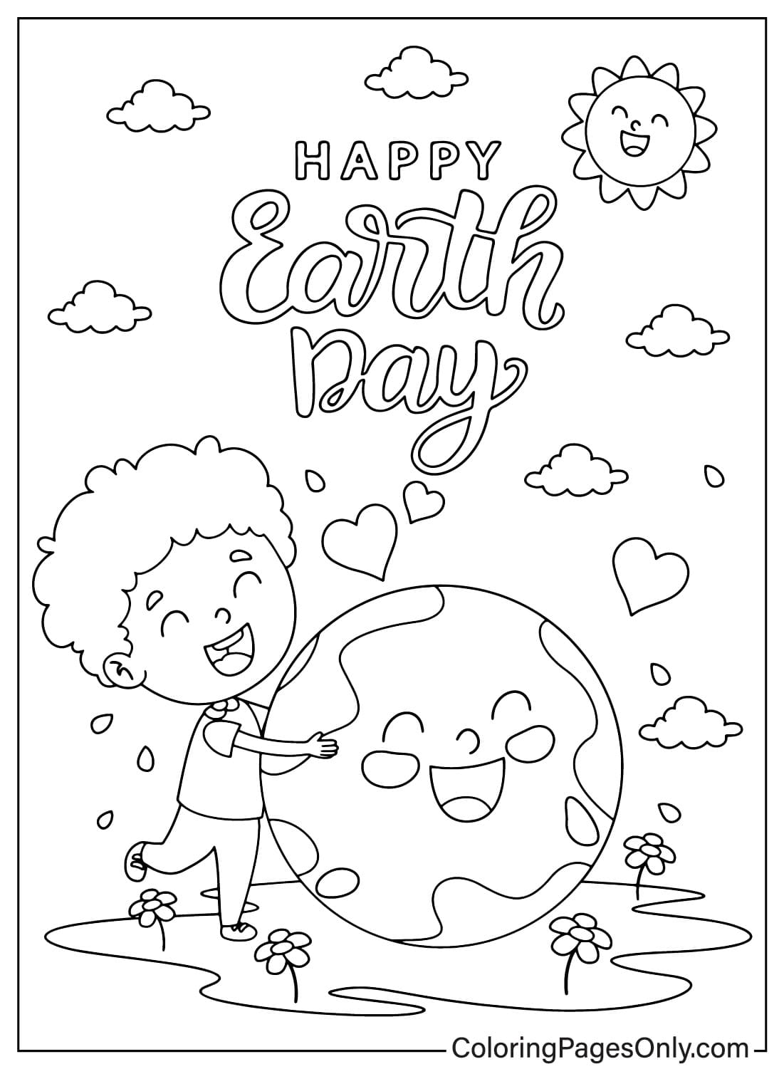 Pagina da colorare per la Giornata della Terra di aprile dalla Giornata della Terra