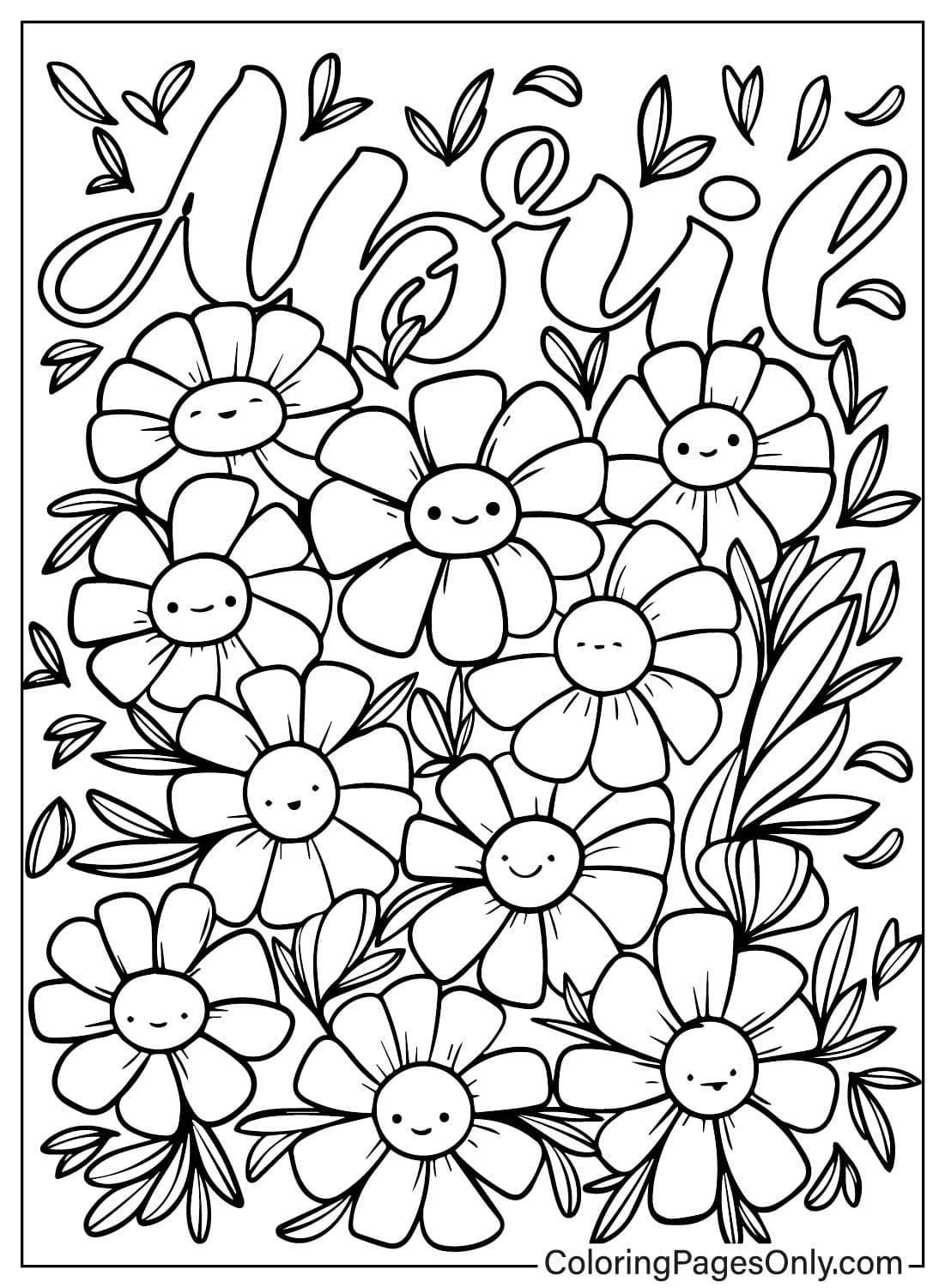 April Flower Coloring Page from April 2024