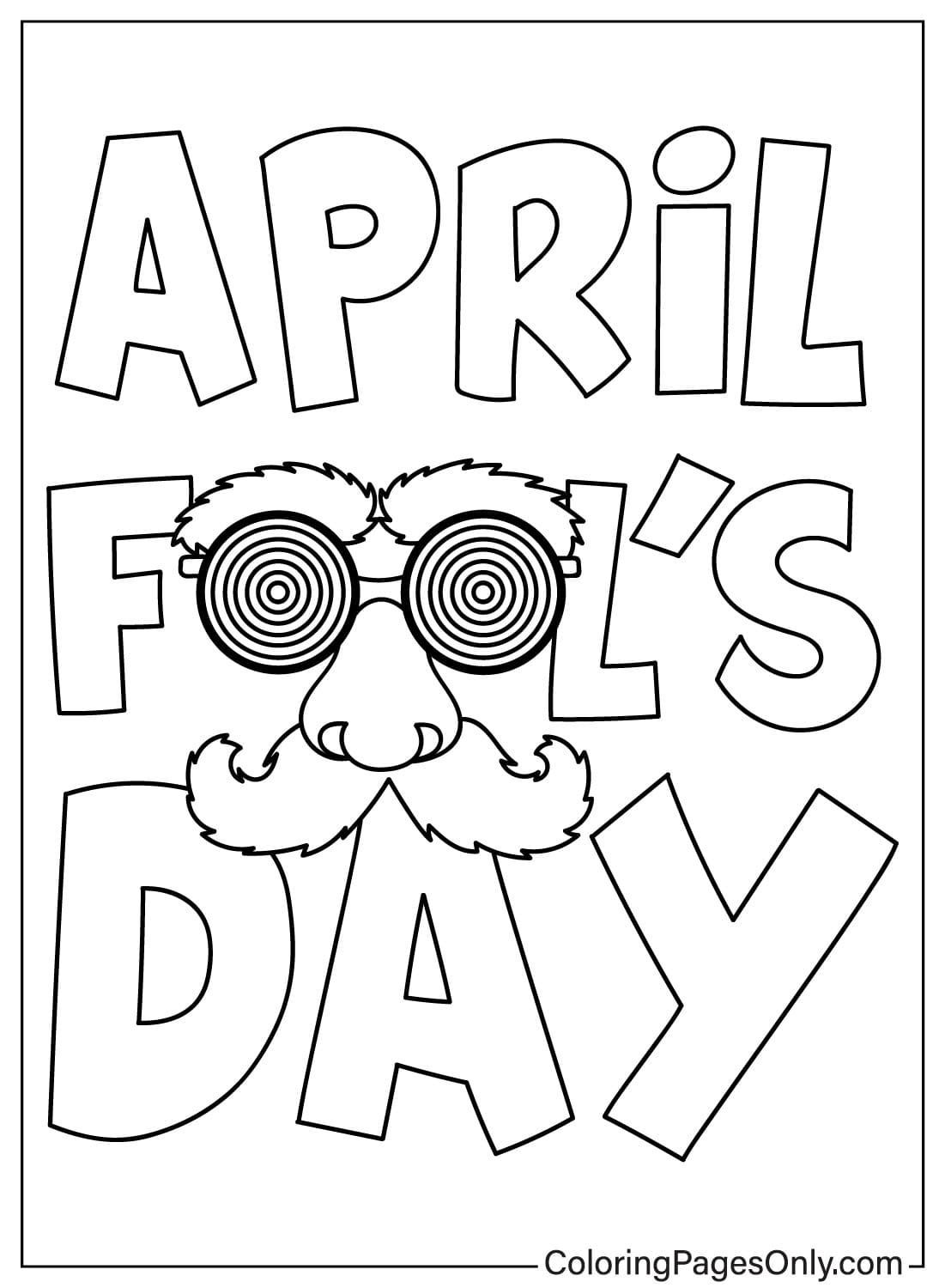 Página para colorir de tipografia do Dia da Mentira do Dia da Mentira