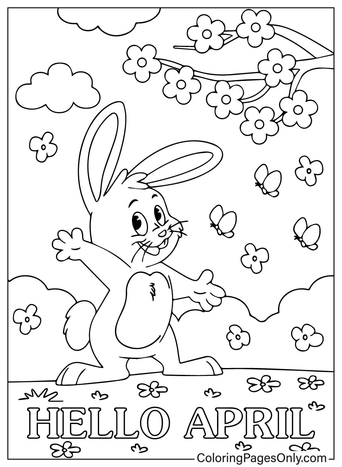 Coloriage Lapin d'Avril d'Avril 2024