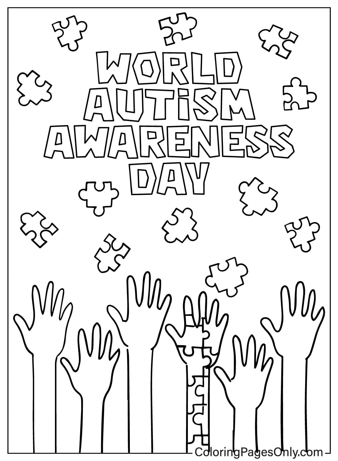 Coloriage de sensibilisation à l'autisme JPG de la Journée mondiale de sensibilisation à l'autisme