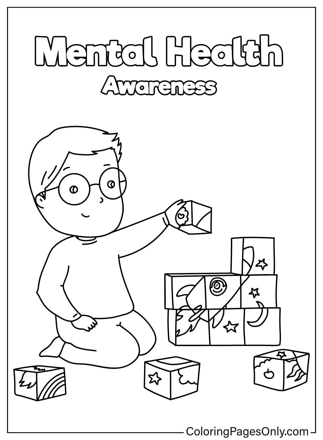 Autisme Awareness Month kleurplaat voor kinderen van Wereld Autisme Awareness Day